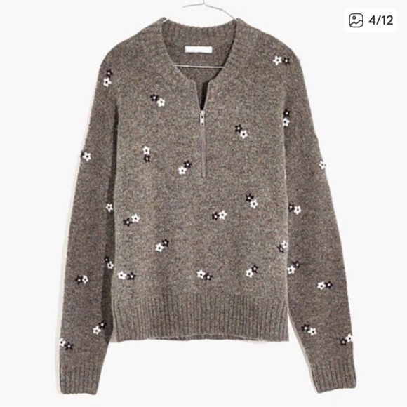 Madewell Green/grey Floral Sweater - Picture 4 of 6